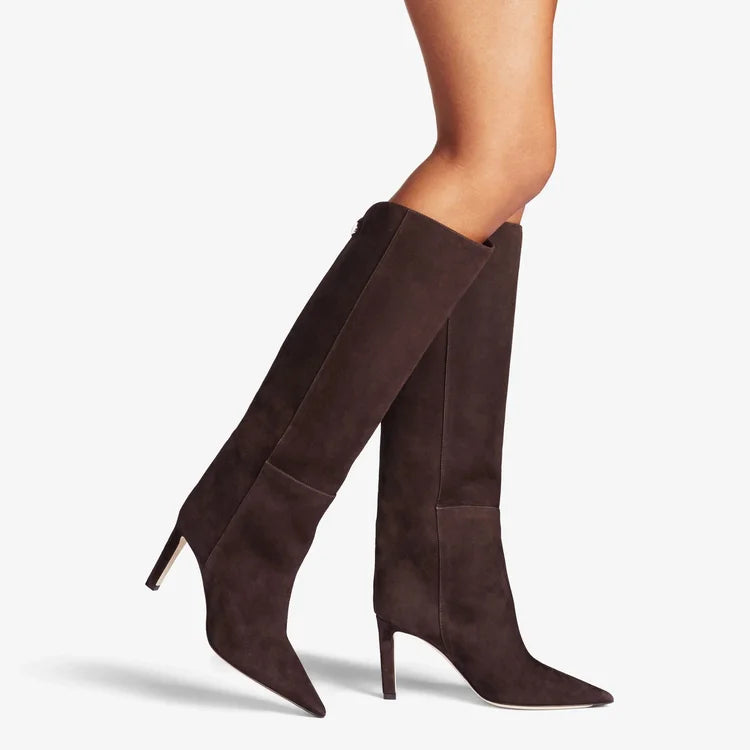 Knee High Boots | Eco-Suede Long Boots with Pointed Toe and Comfortable Sole 2