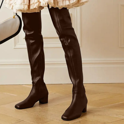 Over The Knee Boots | Soft Genuine Leather with Comfortable Block Heel 3