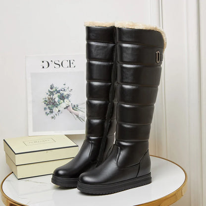 Knee-High Winter Boots | Eco-Leather Puffer Design with Faux Fur Lining 3