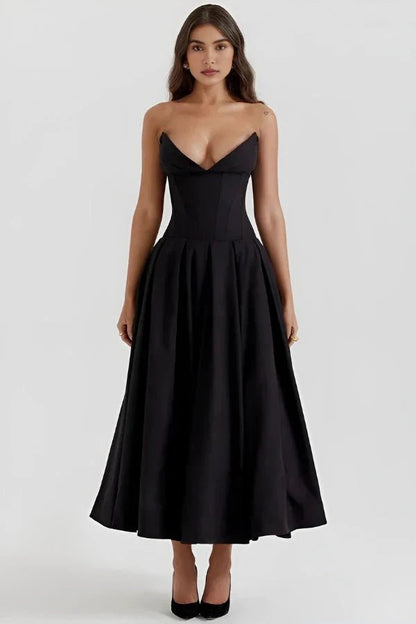 Sculpted Bodice Dress | Elegant Full Skirt for Wedding Guest Dresses 1