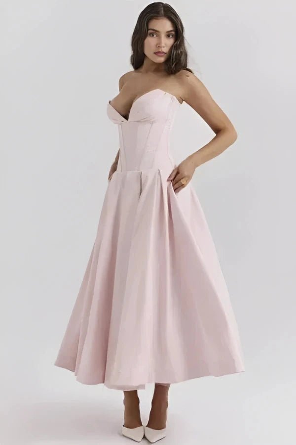 Sculpted Bodice Dress | Elegant Full Skirt for Wedding Guest Dresses 10