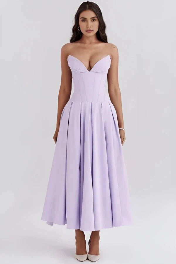 Sculpted Bodice Dress | Elegant Full Skirt for Wedding Guest Dresses 11