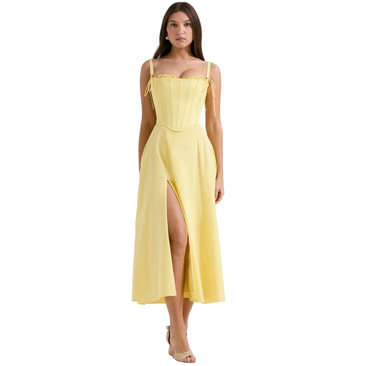 Sculpted Bodice Dress | Elegant Full Skirt for Wedding Guest Dresses 12