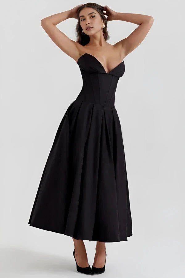 Sculpted Bodice Dress | Elegant Full Skirt for Wedding Guest Dresses 2