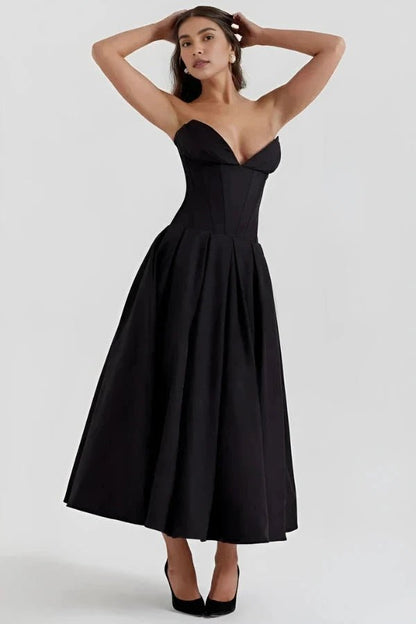 Sculpted Bodice Dress | Elegant Full Skirt for Wedding Guest Dresses 2