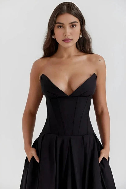 Sculpted Bodice Dress | Elegant Full Skirt for Wedding Guest Dresses 3