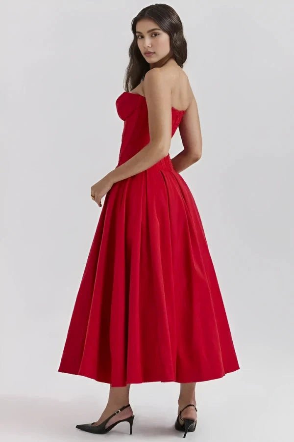 Sculpted Bodice Dress | Elegant Full Skirt for Wedding Guest Dresses 5