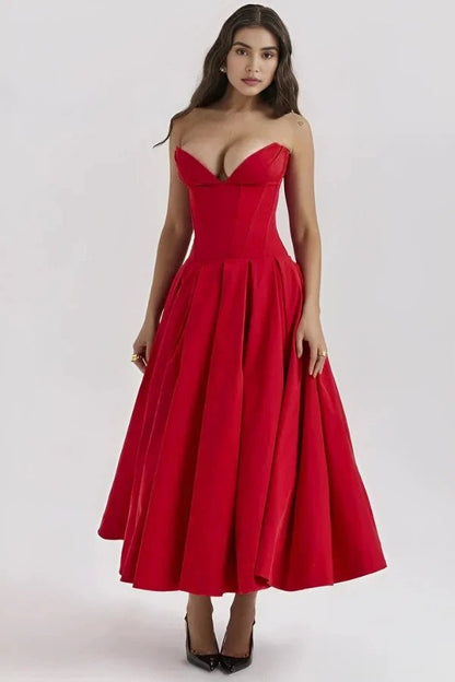 Sculpted Bodice Dress | Elegant Full Skirt for Wedding Guest Dresses 6