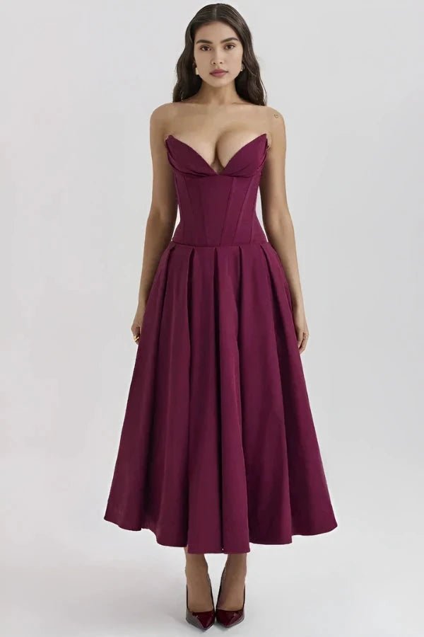 Sculpted Bodice Dress | Elegant Full Skirt for Wedding Guest Dresses 7