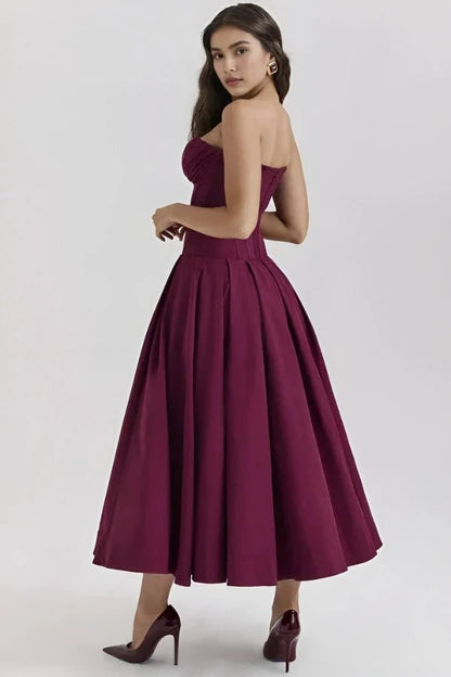 Sculpted Bodice Dress | Elegant Full Skirt for Wedding Guest Dresses 9
