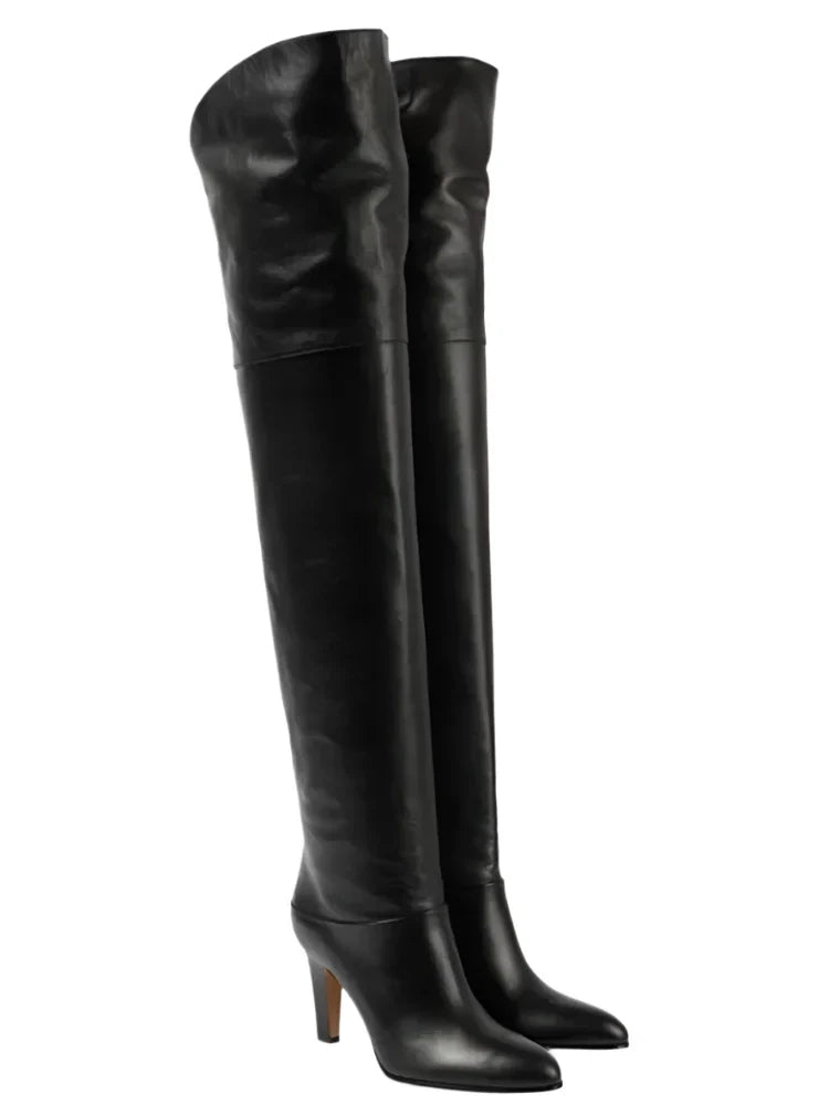 Over The Knee Boots | Plush Lined Genuine Leather with Elegant Heel 7