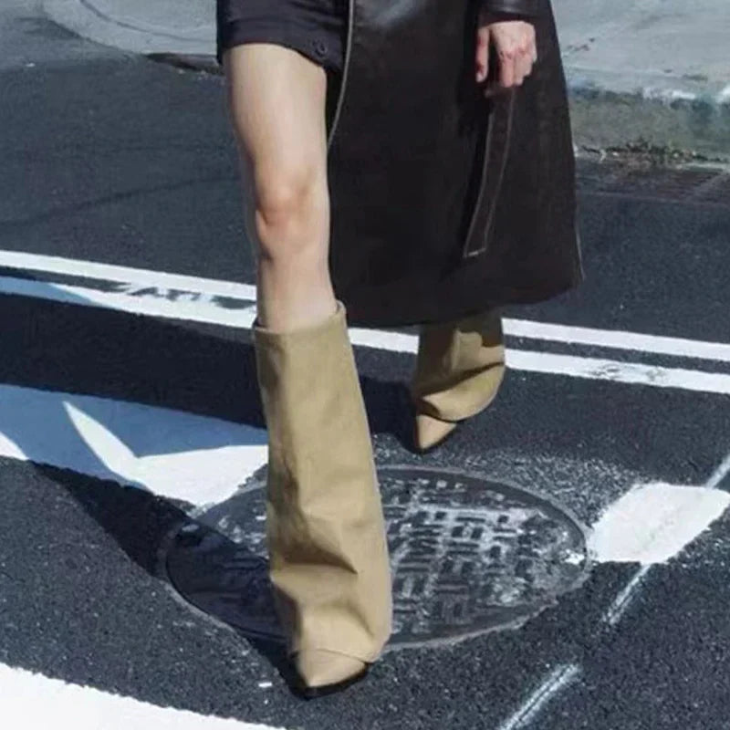 Fold-Over Eco-Leather Knee High Boots | Adjustable Fit with Chic Design 2