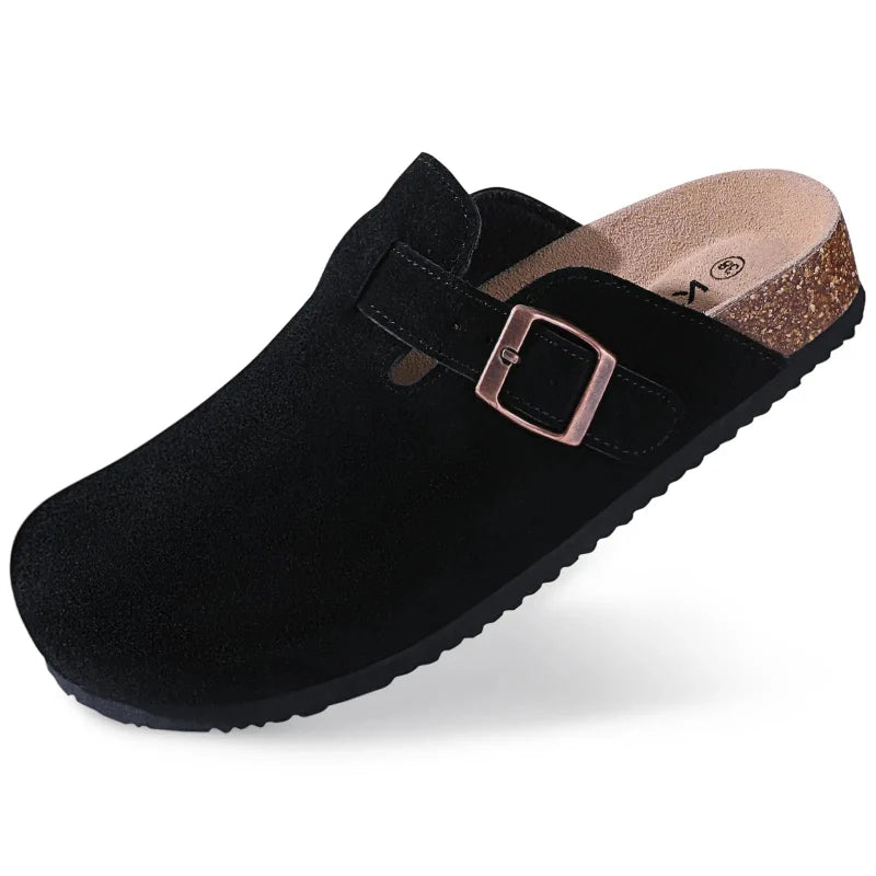 Suede Buckled Clogs | GRACE