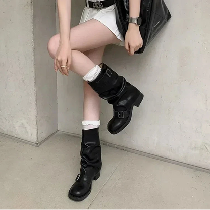 Eco-Leather Motorcycle Boots | Slouchy Design with Durable Rubber Sole 1