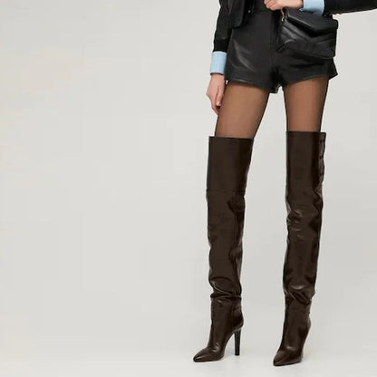 Black Over The Knee Boots | Studded Leather with Stiletto Heel 3