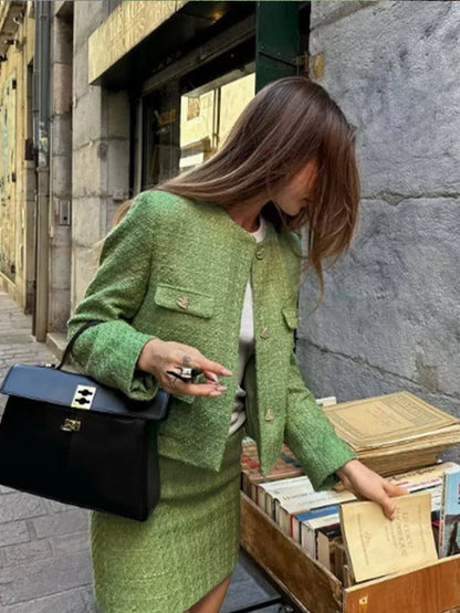 Cute Tweed Jacket Set
