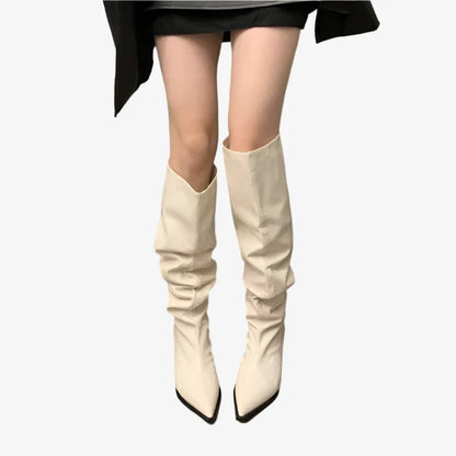 Slouchy Eco-Leather Knee High Boots | Adjustable Fit Over the Knee with Pointed Toe 3