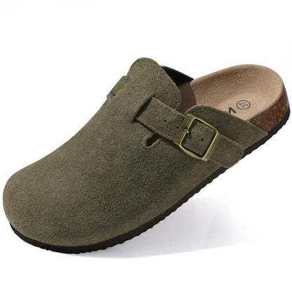 Suede Buckled Clogs | GRACE