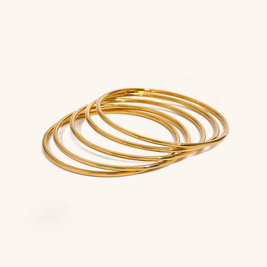 Shannon Gold Bangle Set | Lightweight Waterproof Hypoallergenic Bangles 0