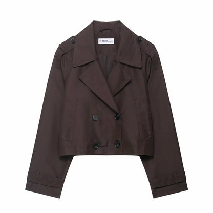 Short Trench Coat Women | Double Breasted Design with Functional Pockets 2