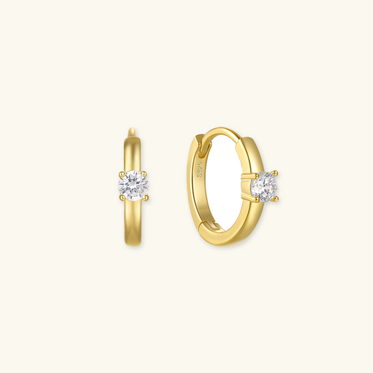 Sleek Hoop Earrings | Water-Resistant S925 Sterling Silver with Diamond Accent 0