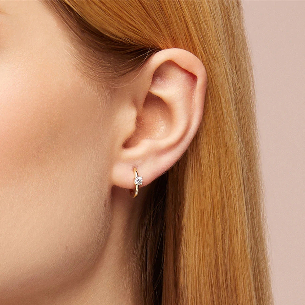 Sleek Hoop Earrings | Water-Resistant S925 Sterling Silver with Diamond Accent 1