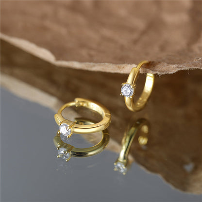 Sleek Hoop Earrings | Water-Resistant S925 Sterling Silver with Diamond Accent 2