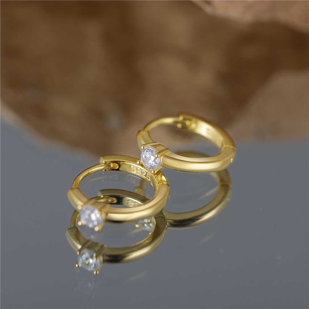 Sleek Hoop Earrings | Water-Resistant S925 Sterling Silver with Diamond Accent 3
