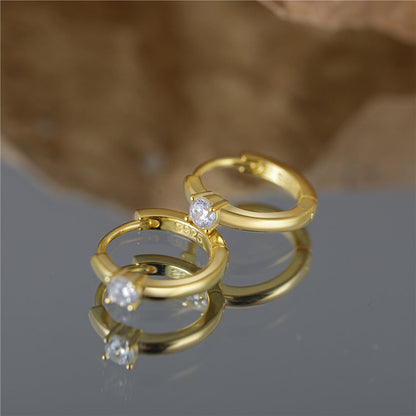 Sleek Hoop Earrings | Water-Resistant S925 Sterling Silver with Diamond Accent 3