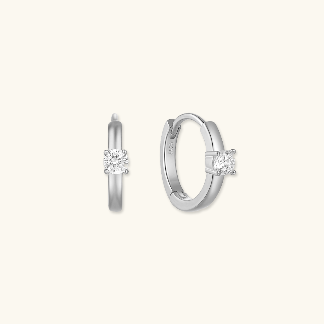 Sleek Hoop Earrings | Water-Resistant S925 Sterling Silver with Diamond Accent 4