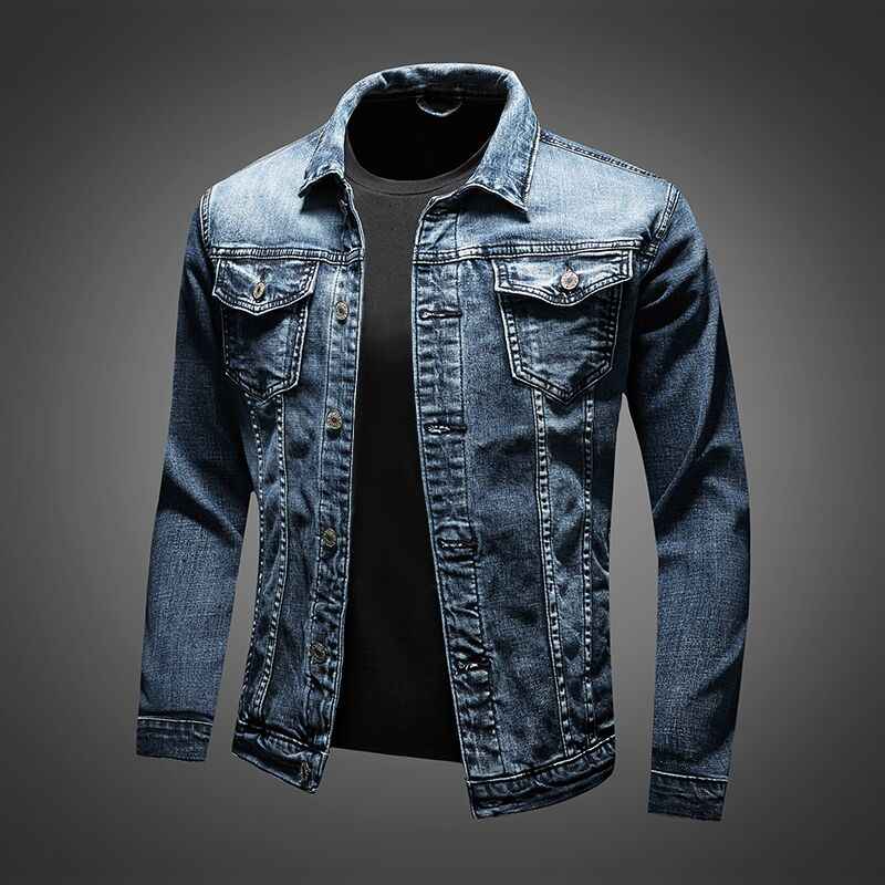 Slim Denim Motorcycle Jacket | Retro Biker Style with Slim Fit 0