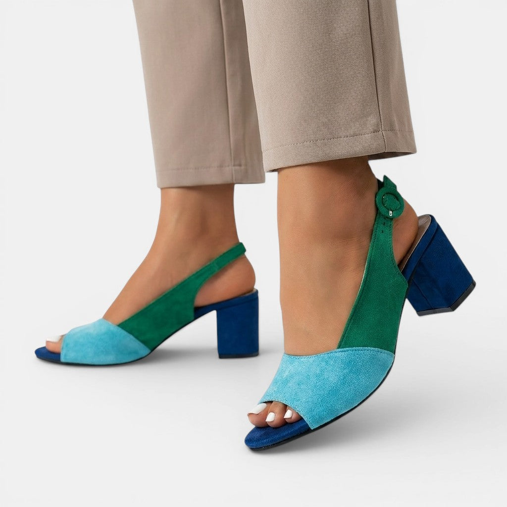 Slingback Heels | Modern Colourblock Design with Adjustable Strap 0