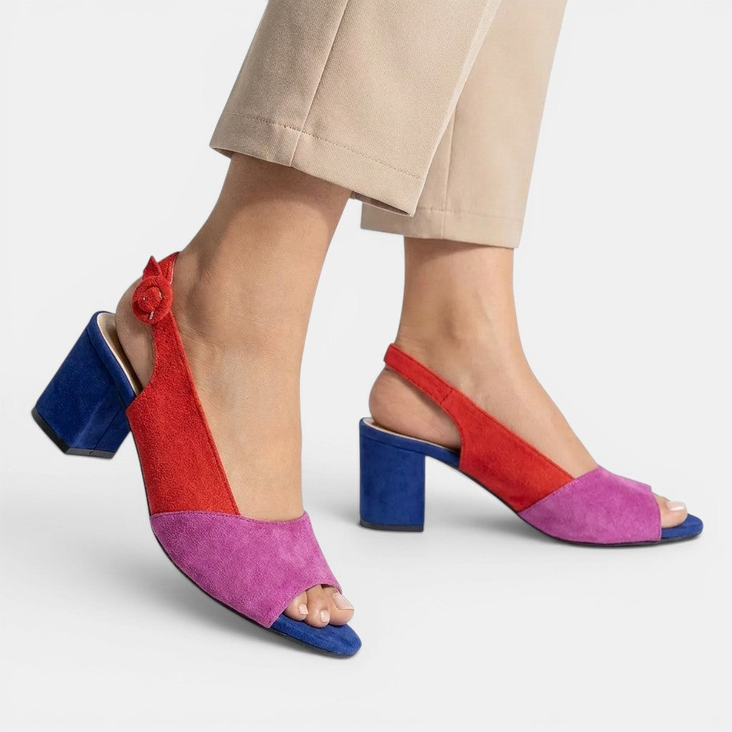 Slingback Heels | Modern Colourblock Design with Adjustable Strap 1