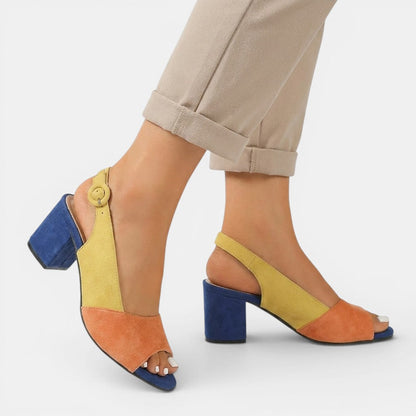 Slingback Heels | Modern Colourblock Design with Adjustable Strap 2
