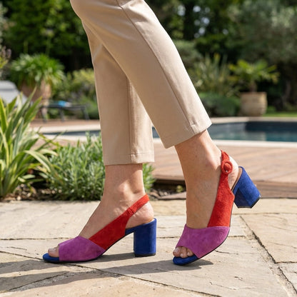 Slingback Heels | Modern Colourblock Design with Adjustable Strap 6
