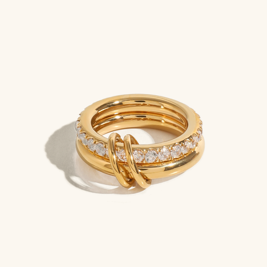 Stacked Diamond Ring | Hypoallergenic 18k Gold-Plated with Versatile Design 0
