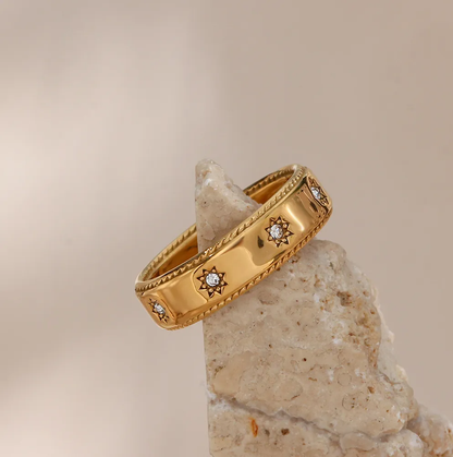 Stainless Steel Clémence Ring | Hypoallergenic with Genuine Zircon Stones 0