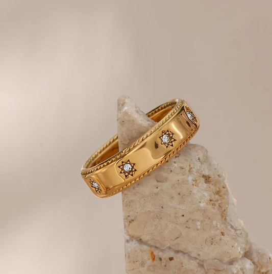 Stainless Steel Clémence Ring | Hypoallergenic with Genuine Zircon Stones 0