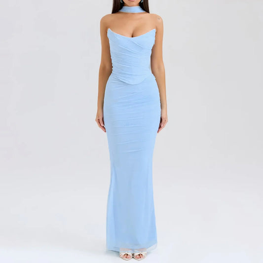Strapless Ruched Two-Piece Maxi Dress 0