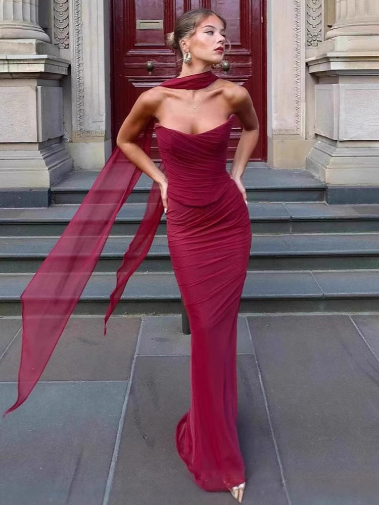 Strapless Ruched Two-Piece Maxi Dress 4