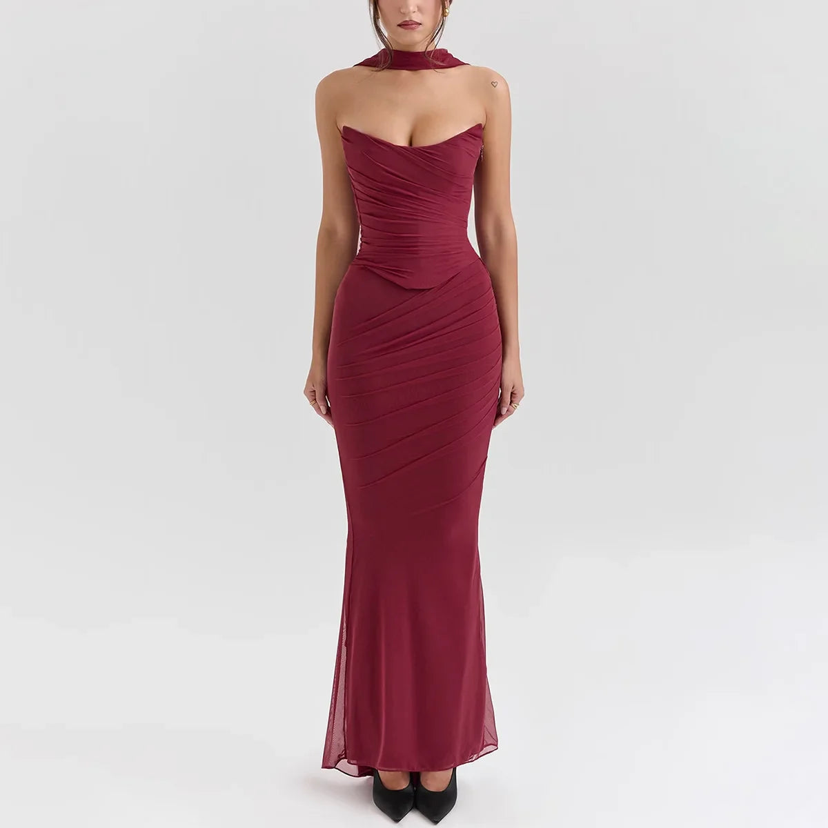Strapless Ruched Two-Piece Maxi Dress 5