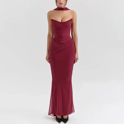 Strapless Ruched Two-Piece Maxi Dress 5