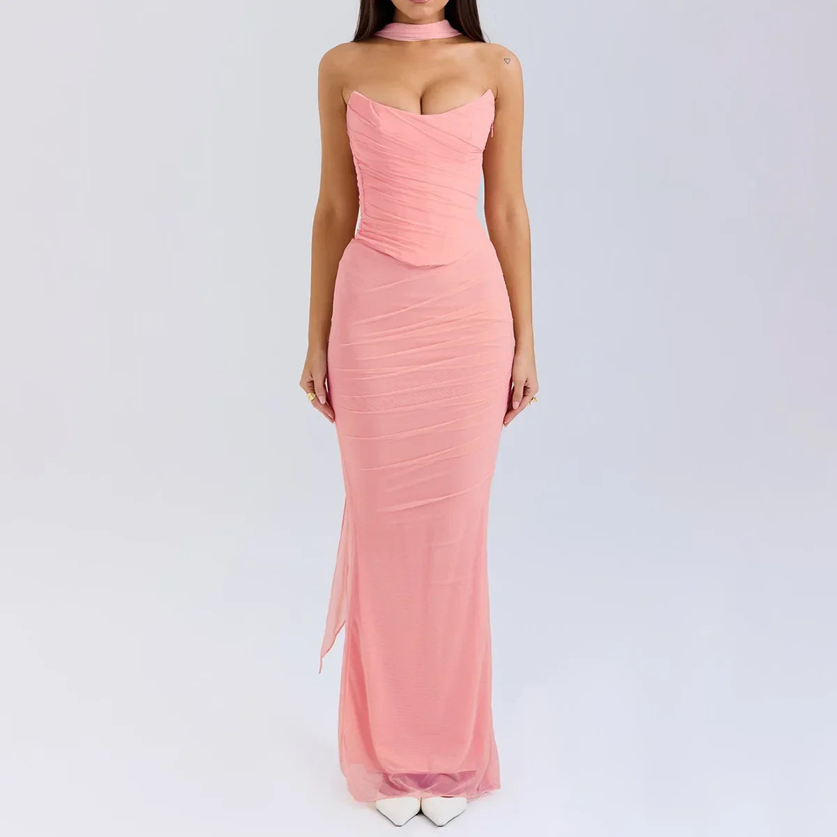 Strapless Ruched Two-Piece Maxi Dress 6