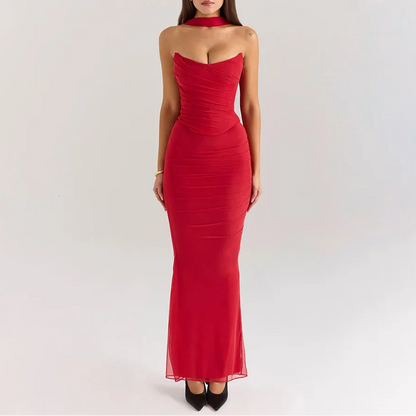 Strapless Ruched Two-Piece Maxi Dress 7