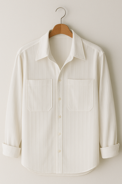 Striped Long Sleeve Shirt | Relaxed Fit with Stylish Chest Pockets 0