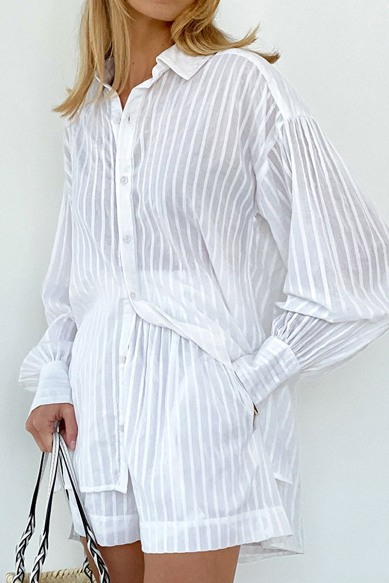 Striped Shorts & Loose Blouse Set 5