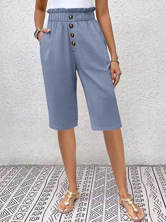Stylish Women's Shorts | High Waist Paperbag Design | Lightweight Linen Blend 0