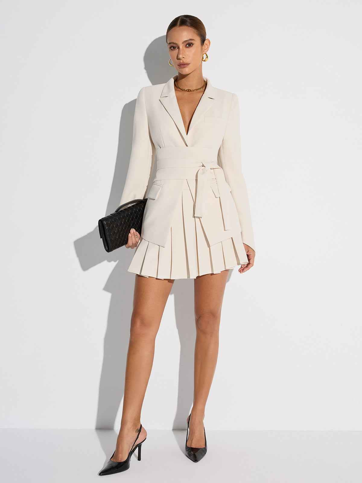 Tailored Double-Breasted Blazer | Cinched Waist for Flattering Fit 2