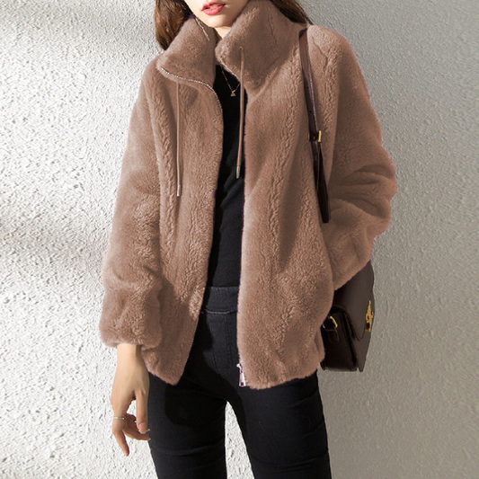 Teddy Jacket | Cozy Women's Coat with Drawstring and Zip Closure 0