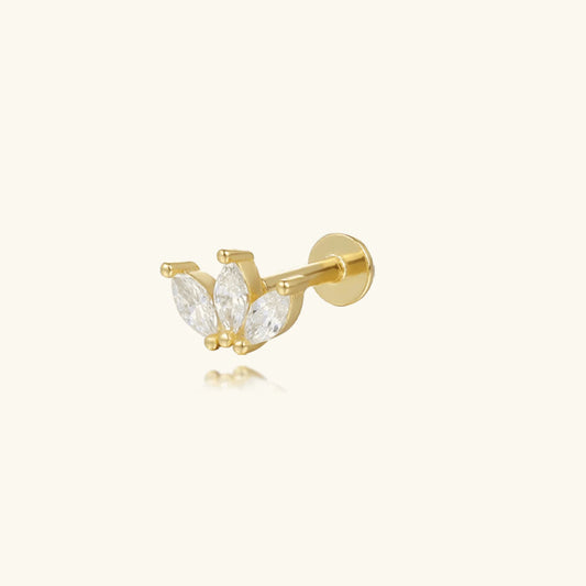 Trio Flat Back Diamond Studs | Nature-Inspired Petal Design with Hypoallergenic Comfort 0